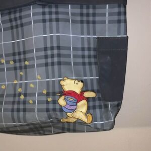 Disney Embroidered Winnie The Pooh Tote Vinyl Plaid Handbag 12" X 18"